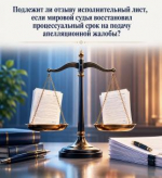 Подлежит ли отзыву исполнительный лист, если мировой судья восстановил срок на подачу апелляционной жалобы?